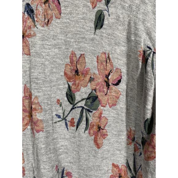 Torrid Heather Gray Pink Floral Cardigan Sweater Size 4 Open Front Knit Floral - Picture 10 of 11